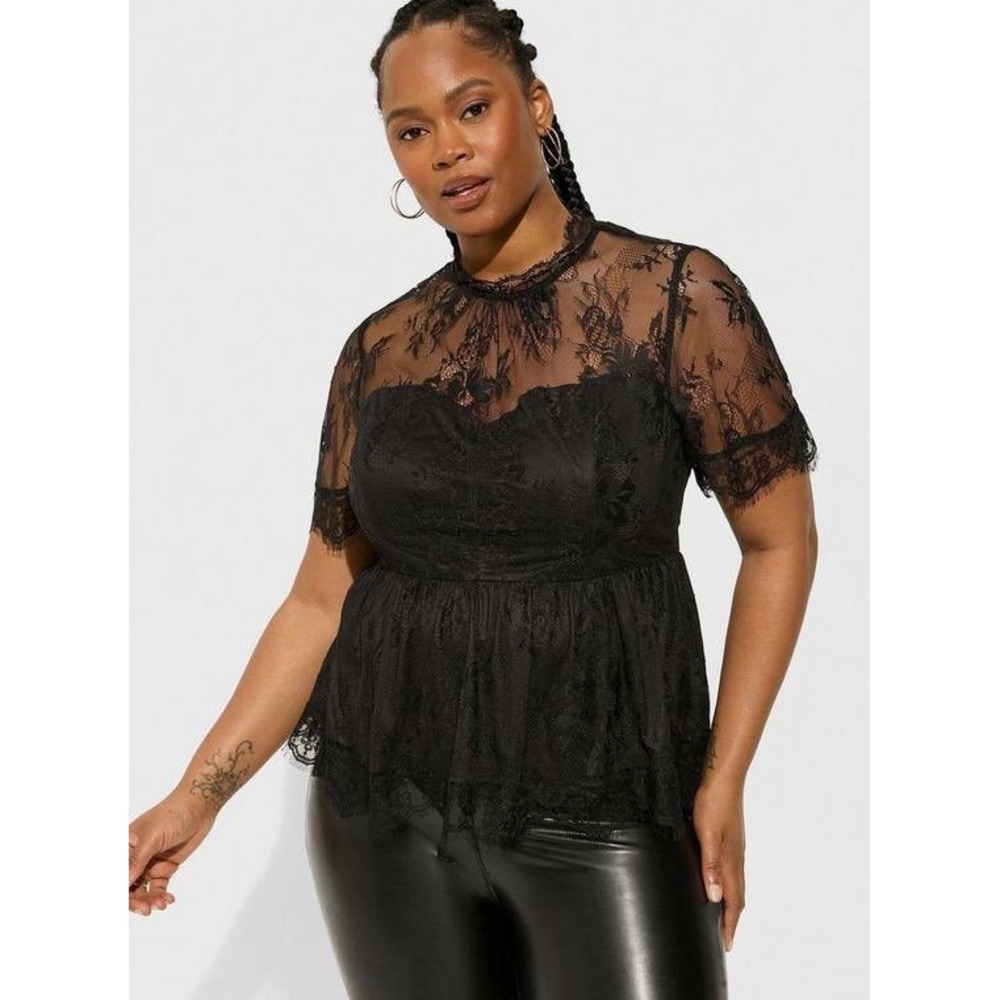 ✨Torrid✨ Black Lace Blouse very complimentary and comfortable too! - Picture 3 of 5